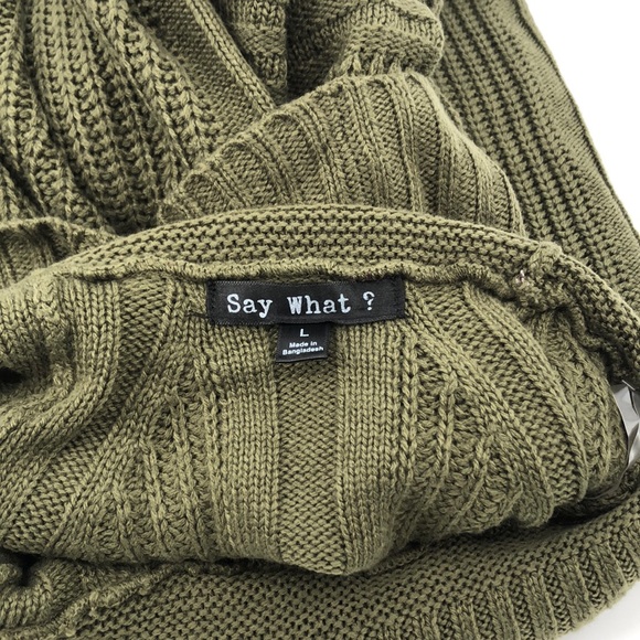 Dark Green Sweater Dress W/ Cowl Neck Size Large - Picture 6 of 8